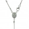 Rhodium silver rosary with Our Lady of Grace centerpiece