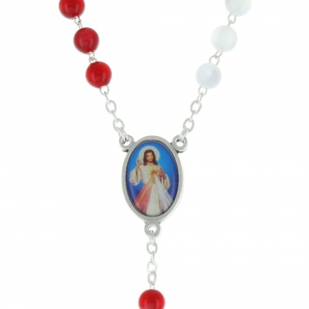 Divine Mercy Glass rosary with box