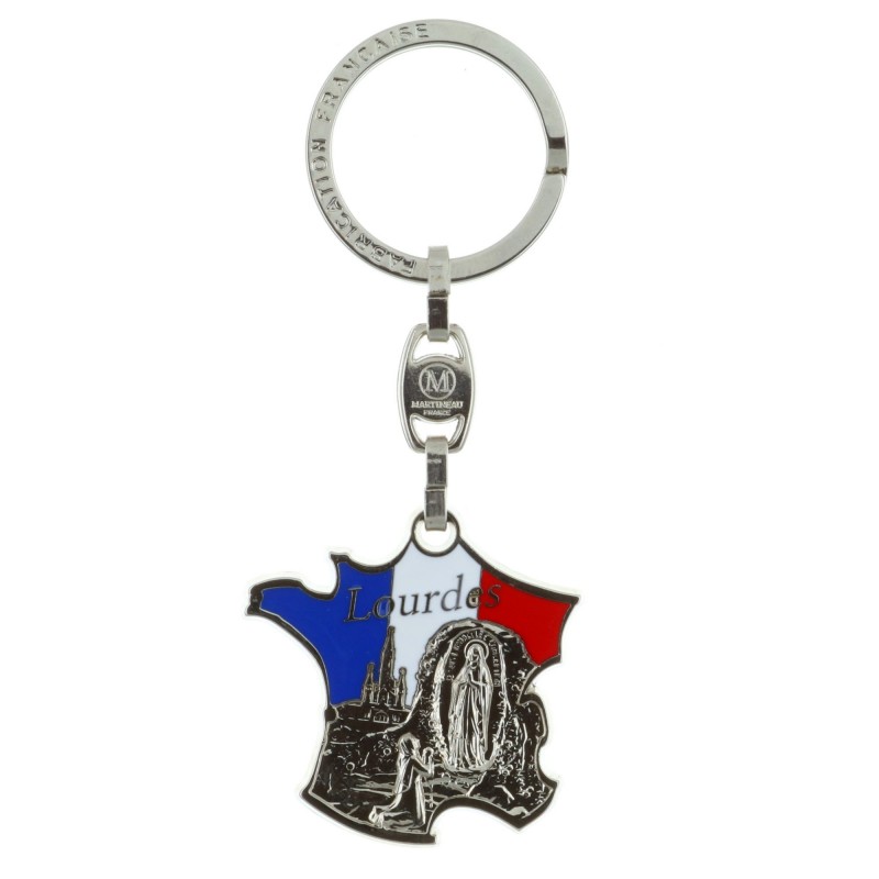 Key Ring of France shape with Lourdes Apparition