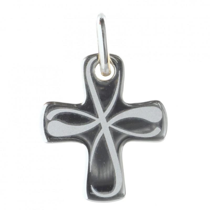 Silver curved cross pendant