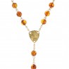 Chapelet de Lourdes en Plaqué Or et grains en Ambre
