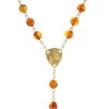 Chapelet de Lourdes en Plaqué Or et grains en Ambre