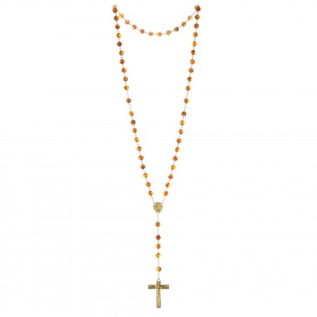 Chapelet de Lourdes en Plaqué Or et grains en Ambre