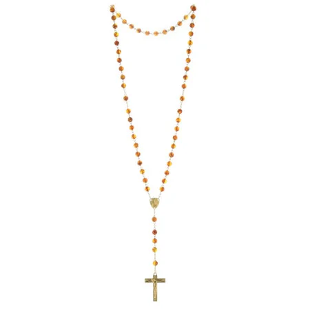 Chapelet de Lourdes en Plaqué Or et grains en Ambre
