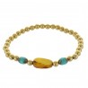 Stretch Bracelet with golden pearls and genuine stones
