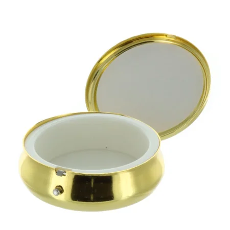 Custode à Hosties dorée avec médaille de Saint Benoit 6 x 6cm