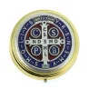 Custode à Hosties dorée avec médaille de Saint Benoit 6 x 6cm