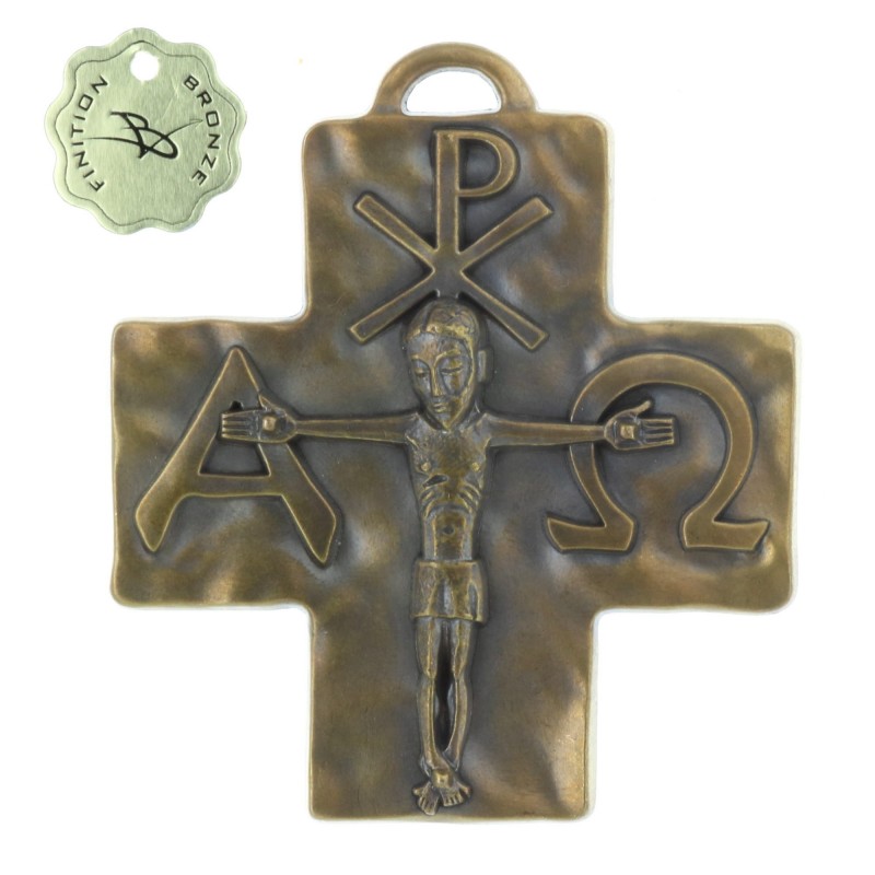 Croix Alpha Omega en Bronze 8 cm