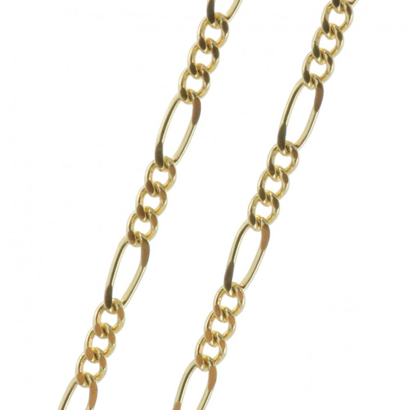 Golden metal chain with alternated mesh 50cm