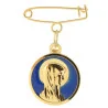 Broche double face Vierge Marie et Appartition de Lourdes en métal doré