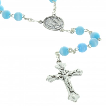 Glass Lourdes rosary with its small prayer booklet