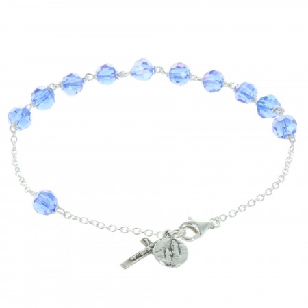 Silver Lourdes rosary bracelet and crystal pearls