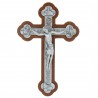 Trilobed mahogany crucifix and the 4 Evangelists silver plated 25 cm