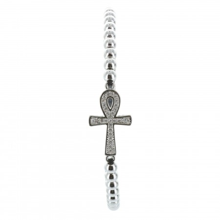 Bracelet religieux avec un coeur ailé en zirconium