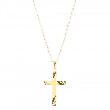Parure pendentif croix Plaqué Or 18 carats et chaîne dorée 50cm