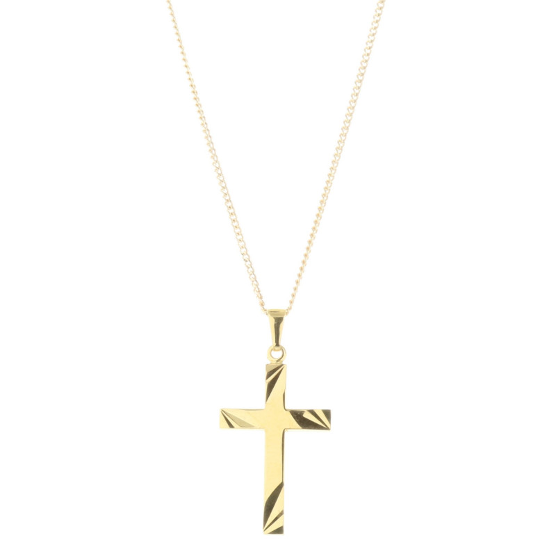 14 Carati Placcato Oro Pepite Croce Religioso Ciondolo & 20  Collana SET-2640