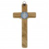 Saint Benedict olive wood crucifix and colour medallion