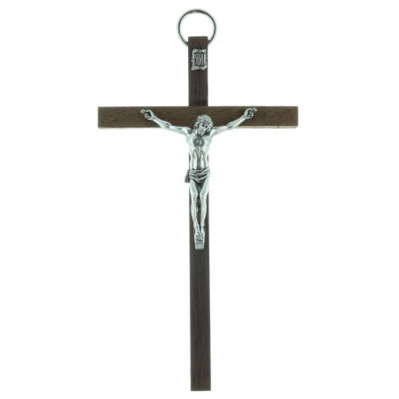 Dark wood Crucifix to hang 13cm