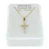 Set of 18-carat Gold-Plated cross pendant with zirconia and a 45cm golden chain