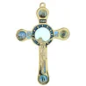 Crucifix de Lourdes en métal doré avec 4 vues 12cm