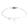 Silver rosary bracelet with a Miraculous medal and a cross pendant