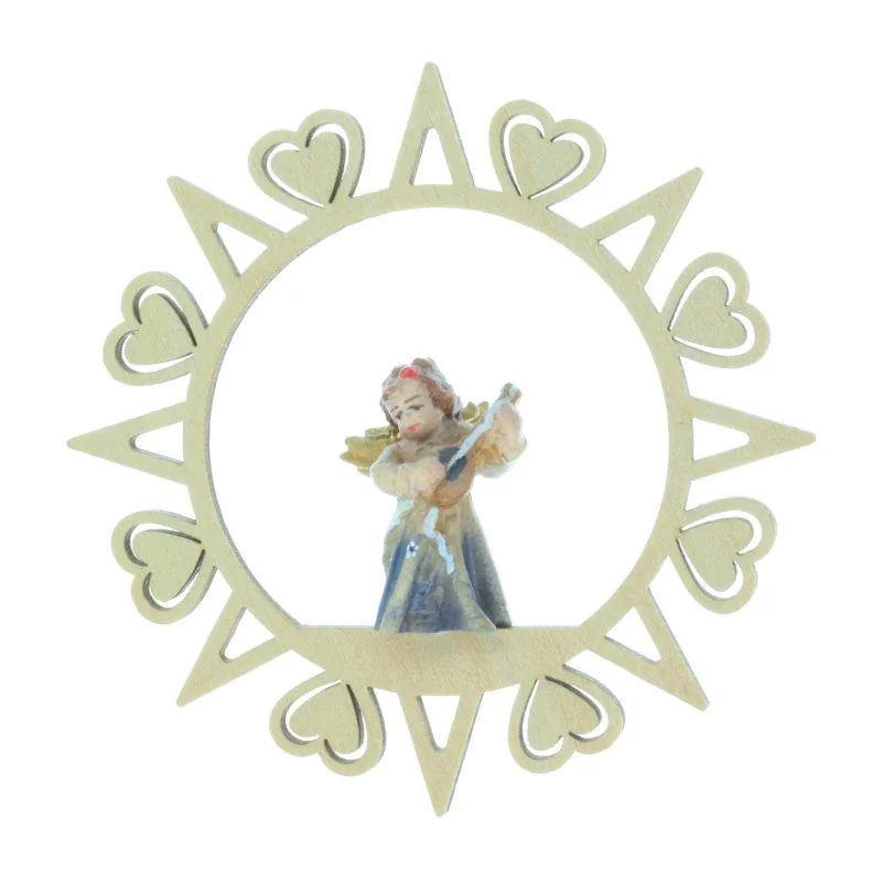 Wooden star for Christmas tree with Angel 8,5 x 8,5cm