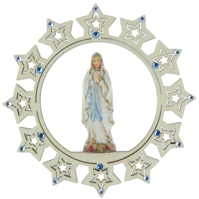 Christmas star with Our Lady and rhinestone 15 x 15cm