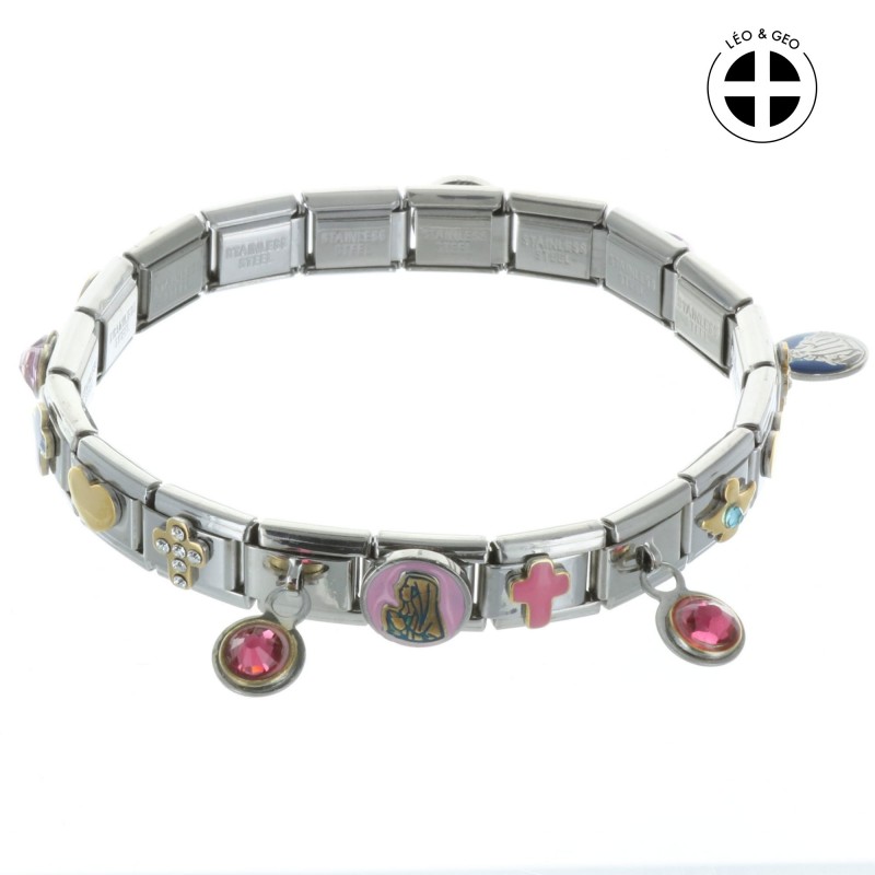 Steel Bracelet with religious pendants