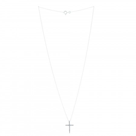 Parure en Argent, pendentif croix à strass sur chaîne de 50cm