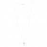 Parure en Argent, pendentif croix à strass sur chaîne de 50cm