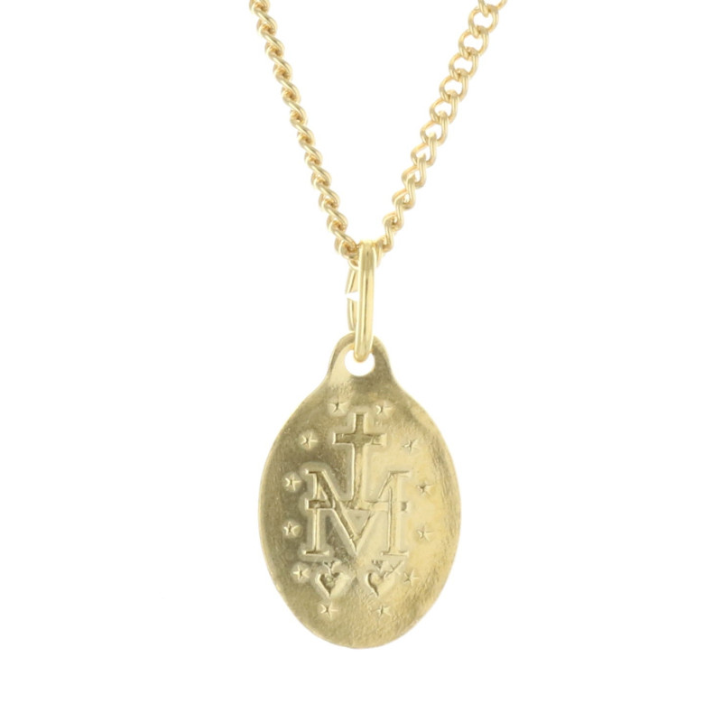 Médaille Vierge Marie Double Face – Apparition De Lourdes Et Profil – Plaqué Or 20 Mm – Palais Du Rosaire