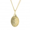 Parure dorée médaille de la Vierge Miraculeuse bleutée et chaîne de 50cm