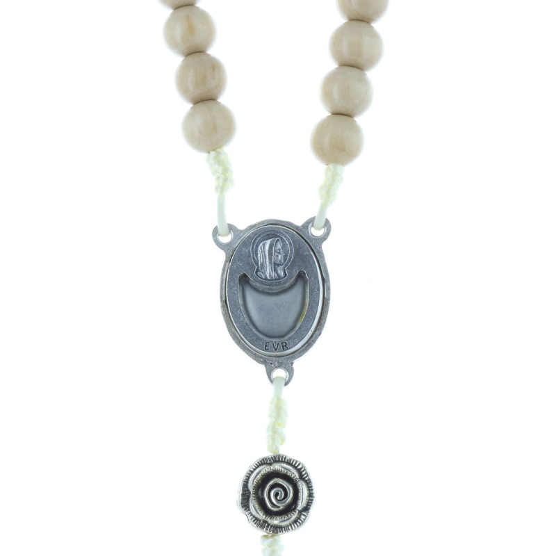 Chapelet Eau de Lourdes avec grains en forme de coeur couleur Rose
