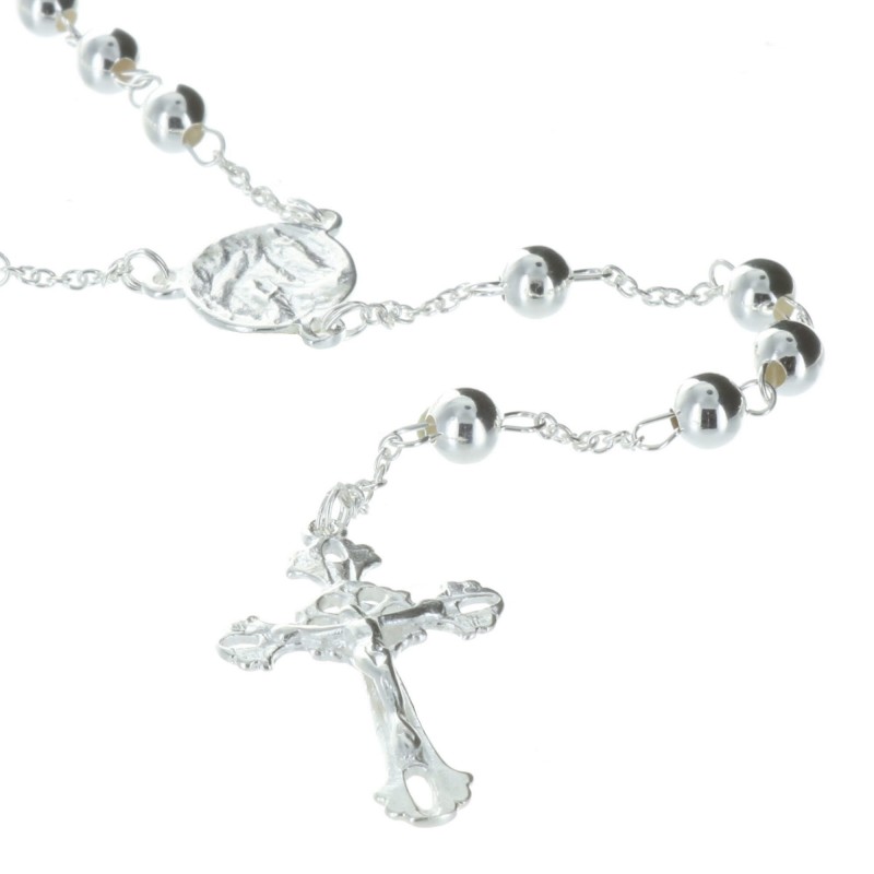 Lourdes Silver rosary, 5mm beads