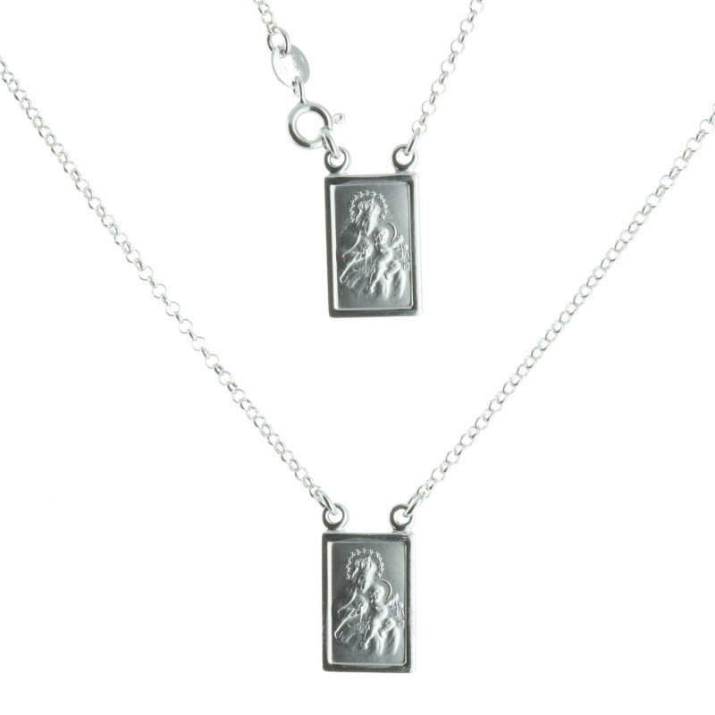 Scapular medals on a silver necklace