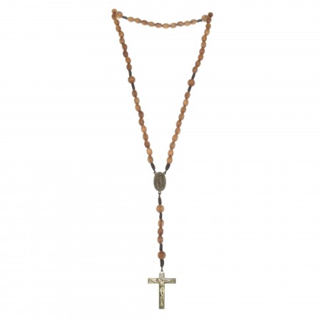 Lourdes rosary made of olive wood and cord
