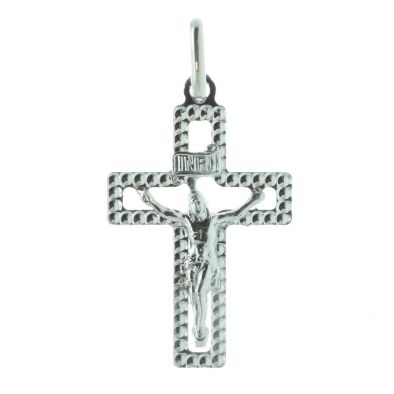 Silver cross pendant faceted