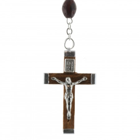 Lourdes Silver rosary with mineral glass beads
