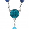 Lourdes silver plated rosary with lapis lazuli and Turquoise stones