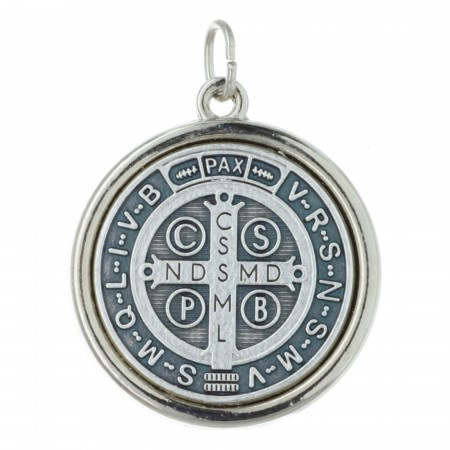 Saint Benedict Silvery metal medallion 2cm