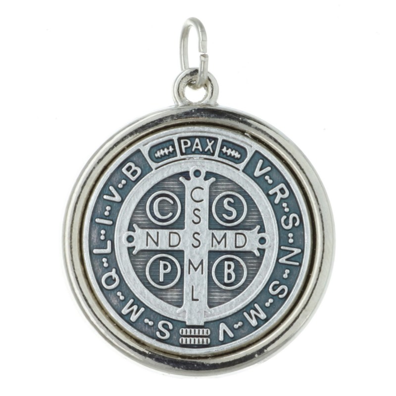 Medaglia di San Benedetto di metallo argentato 2cm