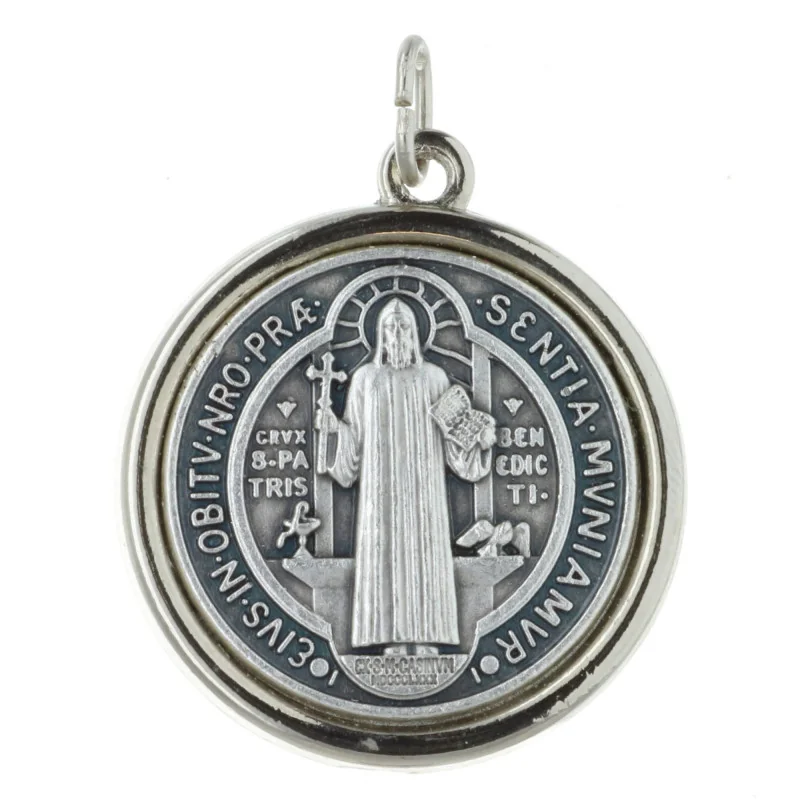Médaille de Saint Benoît en métal argenté 1,5cm Médaille de Saint Benoît en métal argenté 1,5cm
