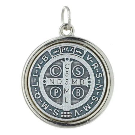 Médaille de Saint Benoît en métal argenté 1,5cm