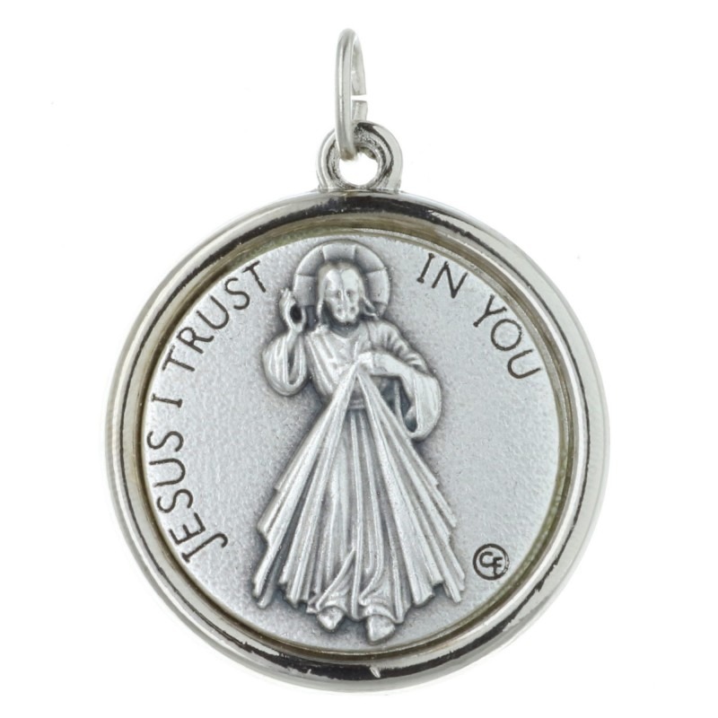 Divine Mercy medal and Lourdes Apparition on reverse