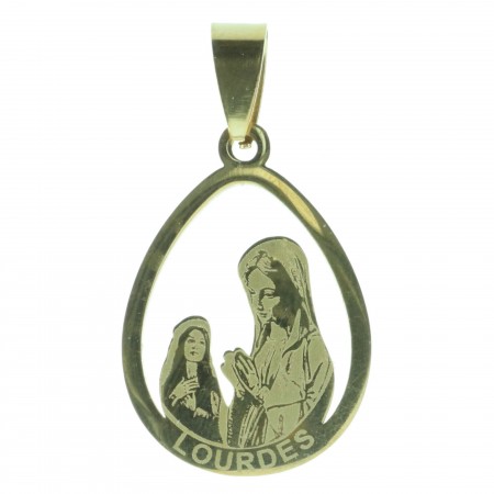 Lourdes Apparition Gold-tone steel medallion