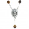 Lourdes rosary Tiger's eye stone and water of Lourdes centerpiece