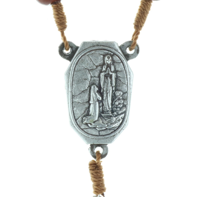 Chapelet En Bois Avec Eau De Lourdes - 40 Cm - Motif Prière Inclus - Cadeau Dévotion Spirituelle