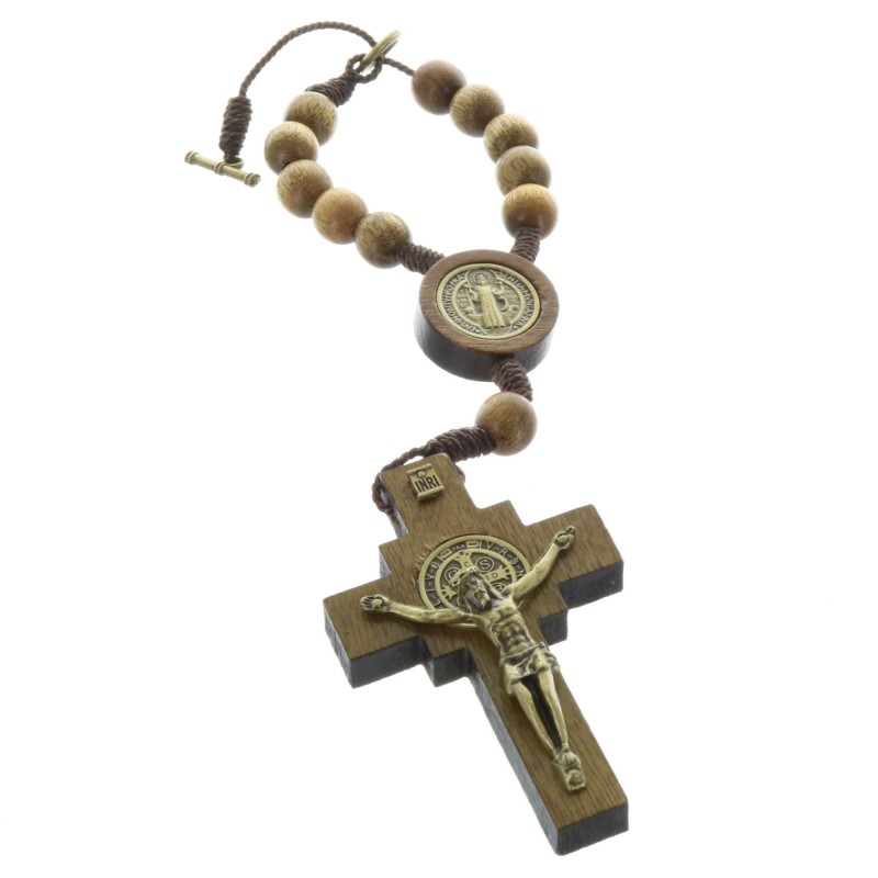 Saint Benedict Wooden single decade rosary