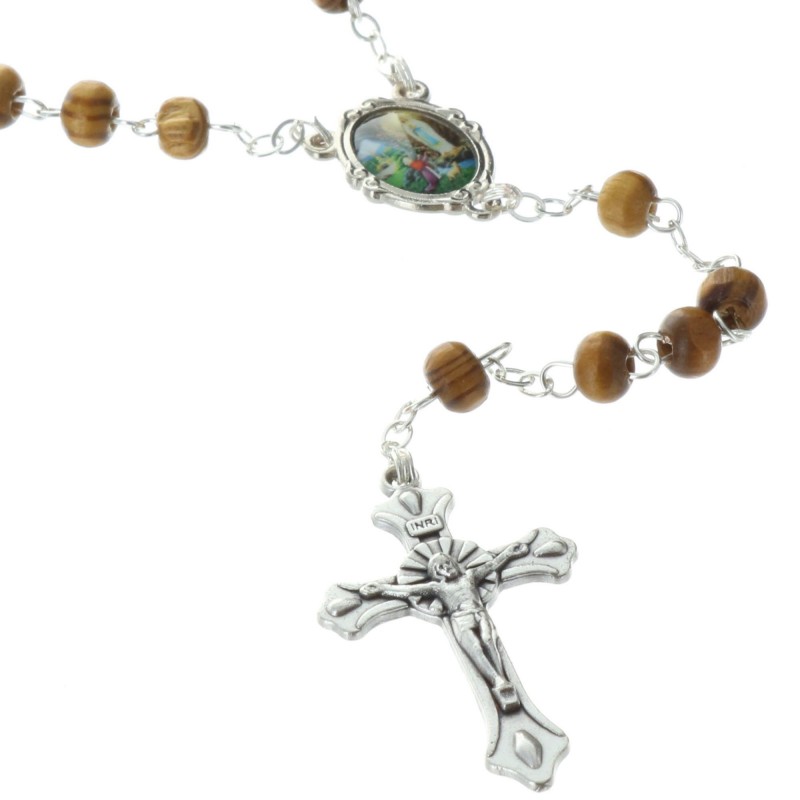 Lourdes Olive wood rosary coming with an olive wood box