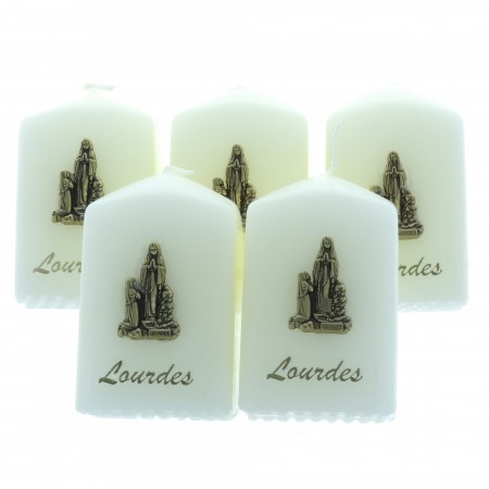 Lot de 5 Bougies religieuses de Lourdes 7cm